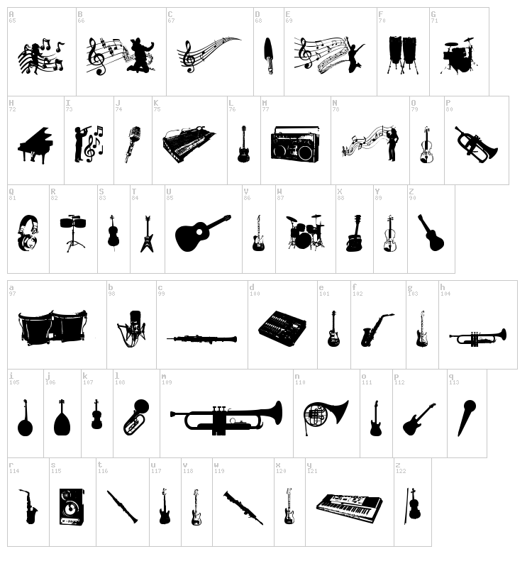 Music TFB font map